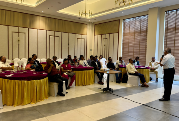 Mr. Sundar Singaram addressing hoteliers during the SIHRA Interaction Meeting at Lilac Hotel, Kumbakonam