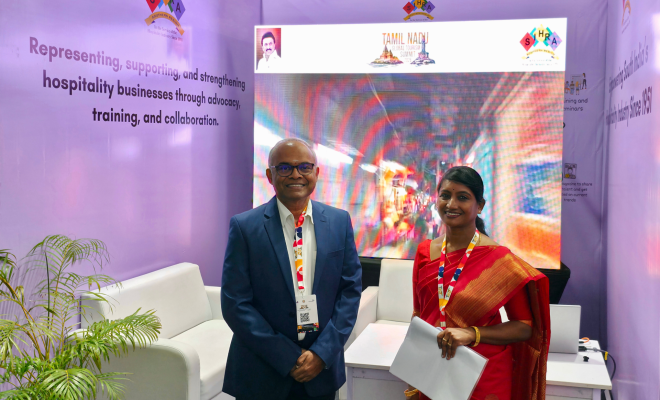 Innocent Divya, IAS, Commissioner of Tourism, Government of Tamil Nadu, visited the SIHRA pavilion and congratulated the team for their continued support and commendable work