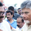 Mr. R. V. Swamy with Andhra Pradesh Chief Minister Sri N. Chandrababu Naidu during International Yoga Day celebrations